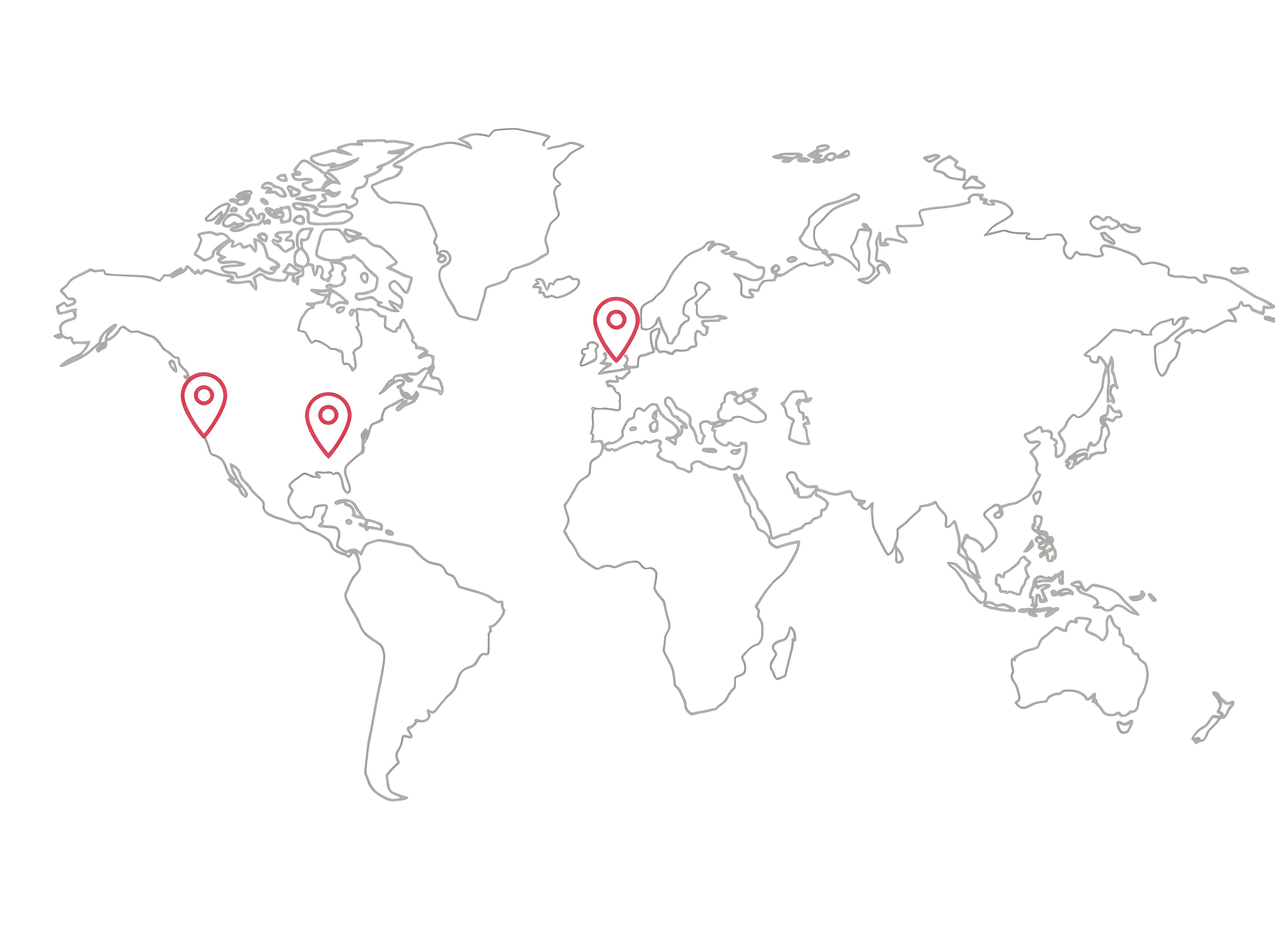 World map showing office locations